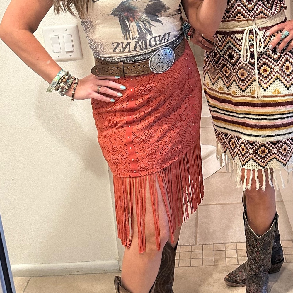 Lace and Fringe Skirt